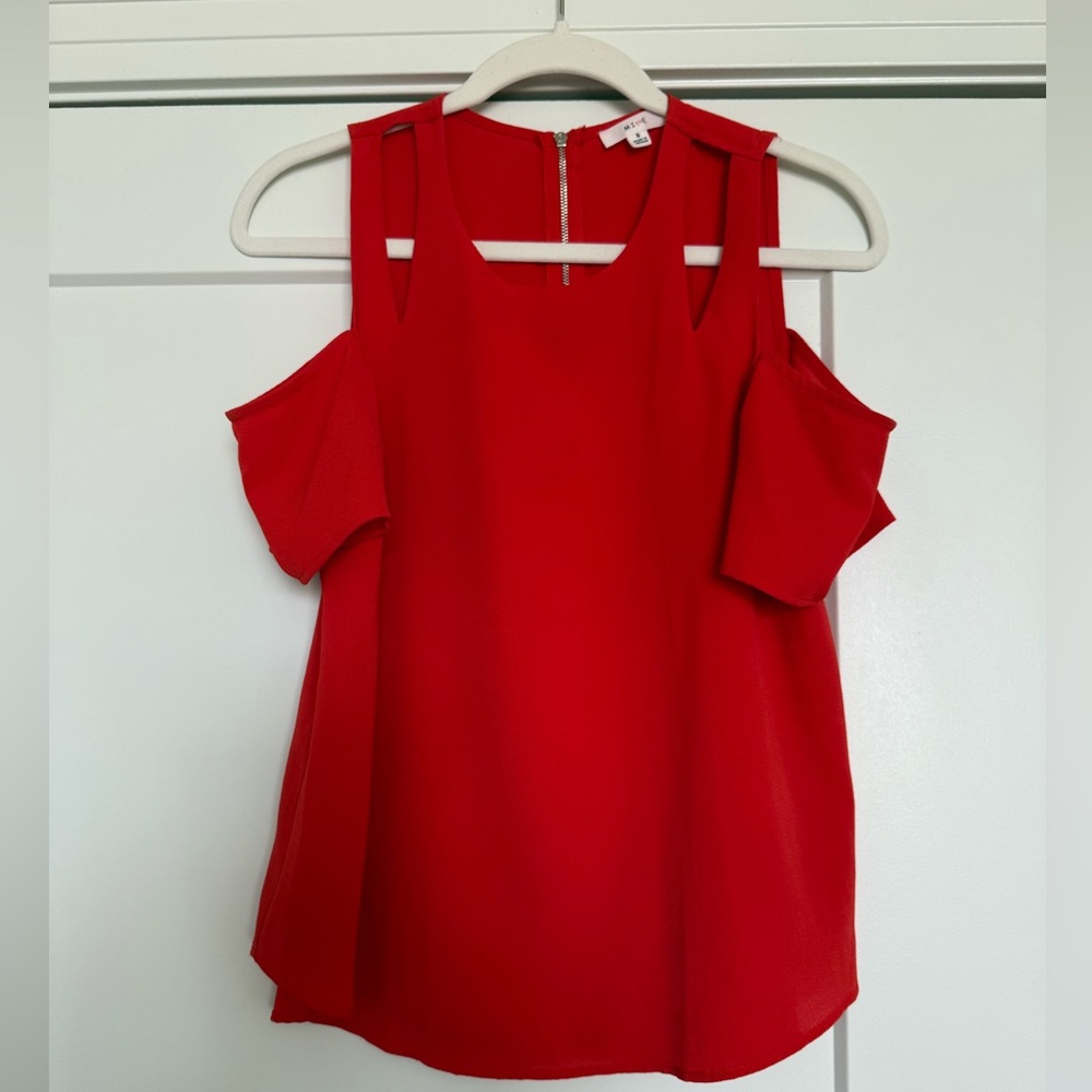 Red Cold Shoulder Top